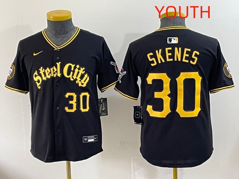 Youth 2025 Pittsburgh Pirates #30 Skenes Black Game Nike MLB Jersey style 01->youth mlb jersey->Youth Jersey